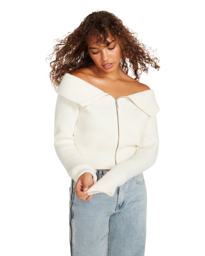 White Steve Madden Syd Women's Cardigan | PH 5128ZCL